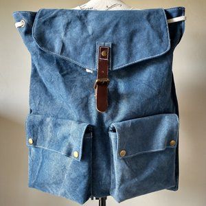 Cargoit Cotton Canvas Backpack Pockets Bag Blue
